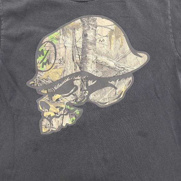 Metal Mulisha and Real Tree Colab Boys T Shirt Black and Camouflage Size Small - Picture 2 of 7